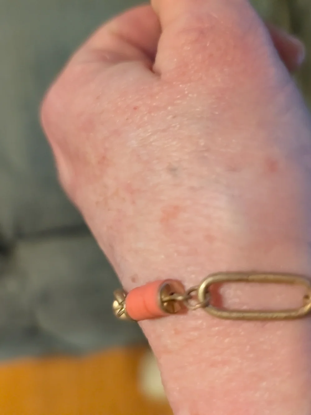 Plunder Gold-Tone Chain Bracelet with Coral Orange Discs - Picture 10 of 11